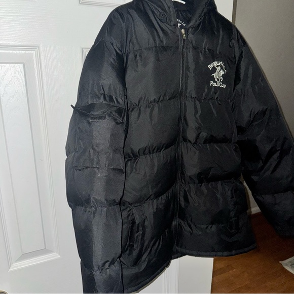 Beverly Hills Polo Club Men's L Black Puffer Jacket Winter Coat Warm Quilted - Picture 5 of 16